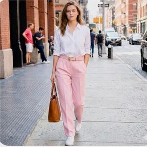 High waisted pink pants with belt included